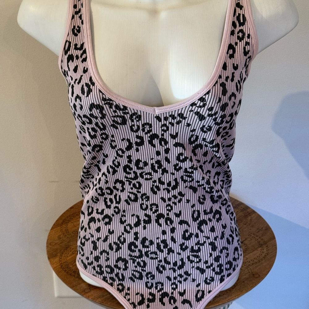 Pink and Black Leopard Print Bodysuit